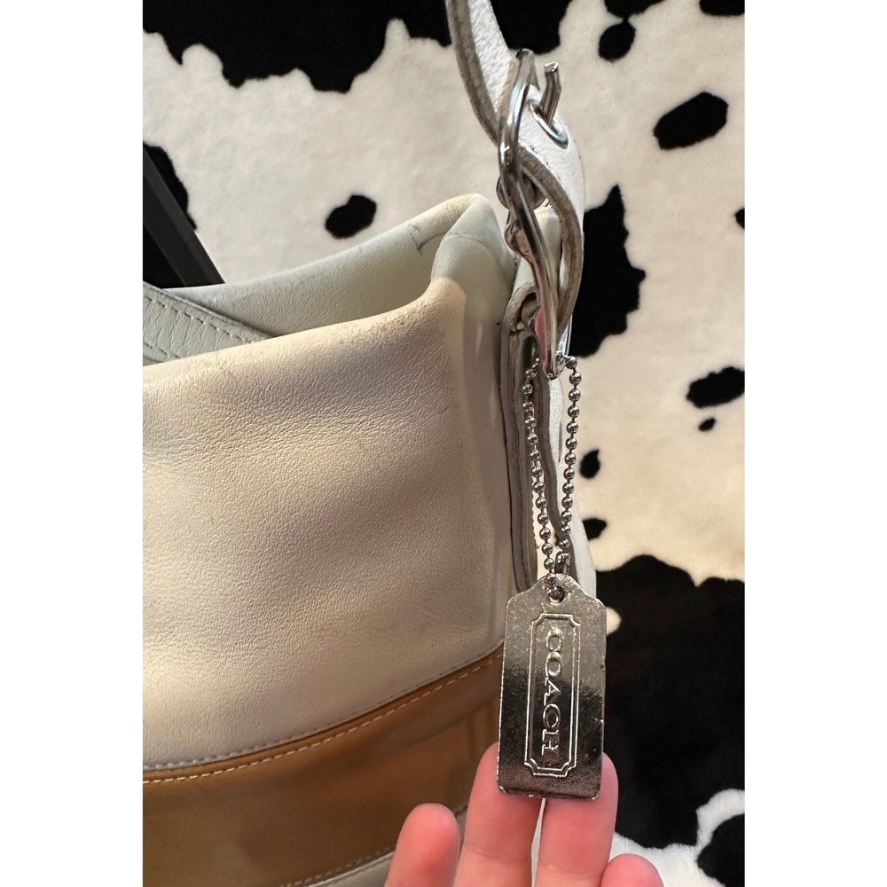 Coach Vintage 9173 Leather Bucket Bag Two Tone White Tan Shoulder Bag - Picture 6 of 11